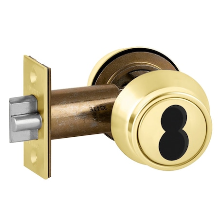 Schlage Grade 2 Double Cylinder Deadlatch, Schlage FSIC Less Core, 2-3/8-in Backset, Bright Brass Finish B252J 605